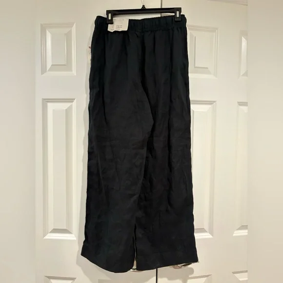 NWT Wide Leg Black Linen Pants Size S Beach Summer Classic - Picture 2 of 3
